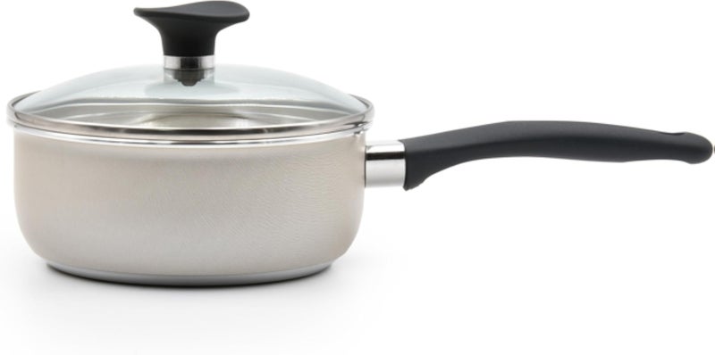 Celar Aveiro Aluminium Bakelite Soft Touch Fitting Saucepan with Lid, 20 cm Diameter, Non-stick, Beige, Made In Portugal